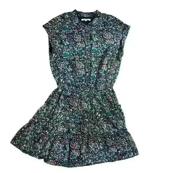 Revolve Rebecca Minkoff Ollie Floral Ruffle Dress Black Multi - Picture 2 of 10